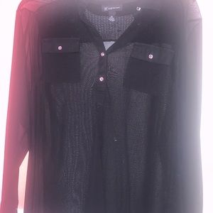 INC 3x sheer long sleeve blouse